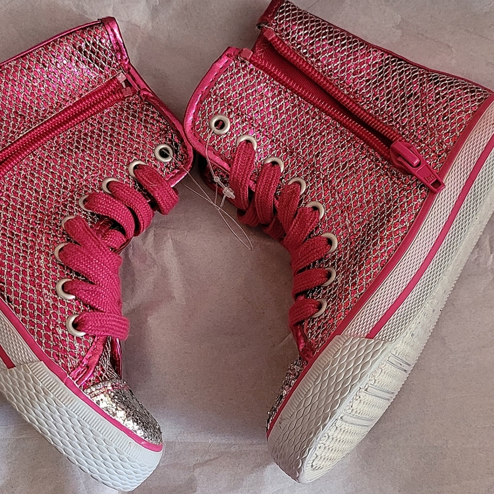 Girls Pink Glitter Sneakers